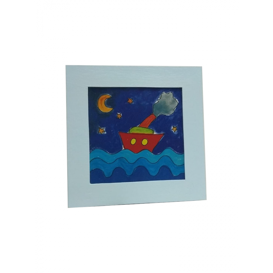 Φωτιστικό Τοίχου  Ξύλινο - Καράβι  Χειροποίητο Harti Χαρτί 25 x 25 x 4.5 εκ. Παιδί