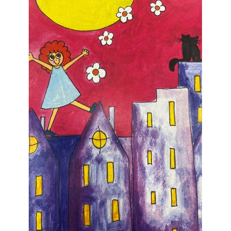 Φωτιστικό Τοίχου  Ξύλινο - Κορίτσι Φεγγάρι  Χειροποίητο Harti Χαρτί 44 x 32 x 4.5 εκ.  Παιδί