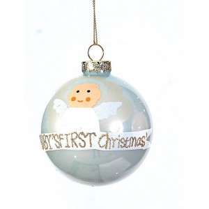  Baby's First Christmas Χριστουγεννιάτικη Μπάλα  Γυάλινη Μπεζ  8 εκ 99860-a