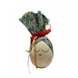 Πασχαλινό Αυγό Διακοσμητικό  Χειροποίητο Με Ύφασμα Πράσινο Κίτρινο Κόκκινο  Madame της Ελευθερίας Δανιηλίδη 