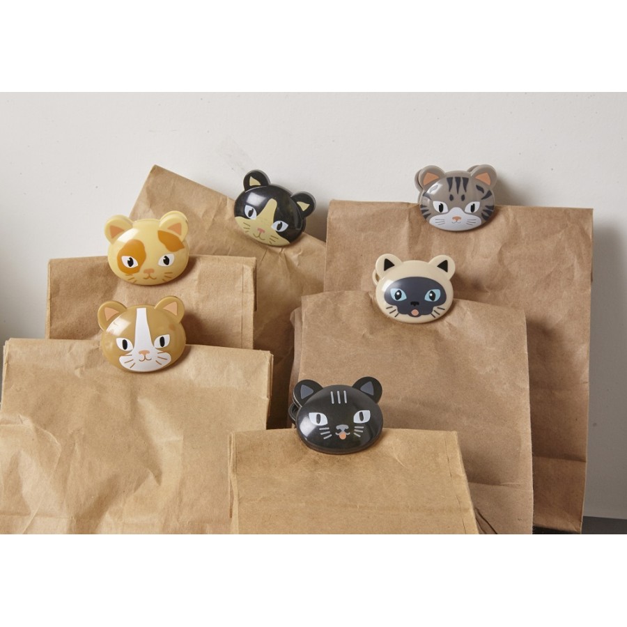 Κλιπ για Συσκευασίες Τροφίμων  Μανταλάκι Γατάκια Σετ 6τμχ. Cat Bag Clips Kikkerland BC45-A Γραφείο