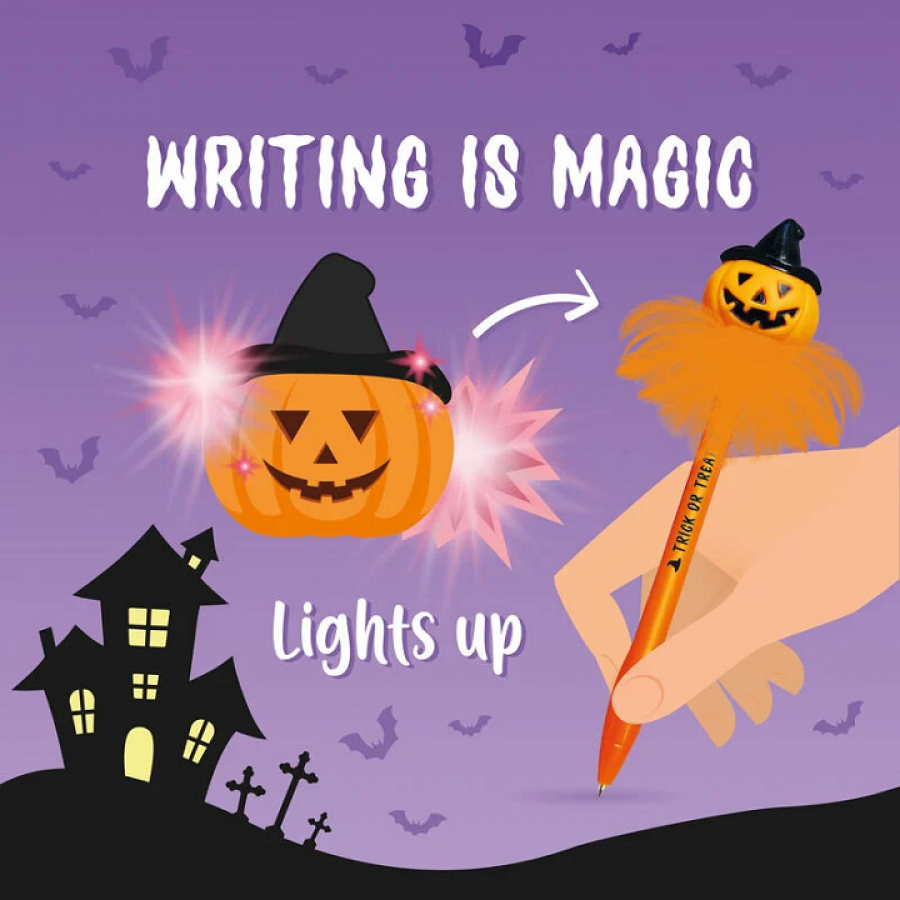 Halloween Στυλό Διαρκείας Κολοκύθα  Με Φως  Legami - Writing is Magic Pen Whith Light Black 0.07mm Παιδί