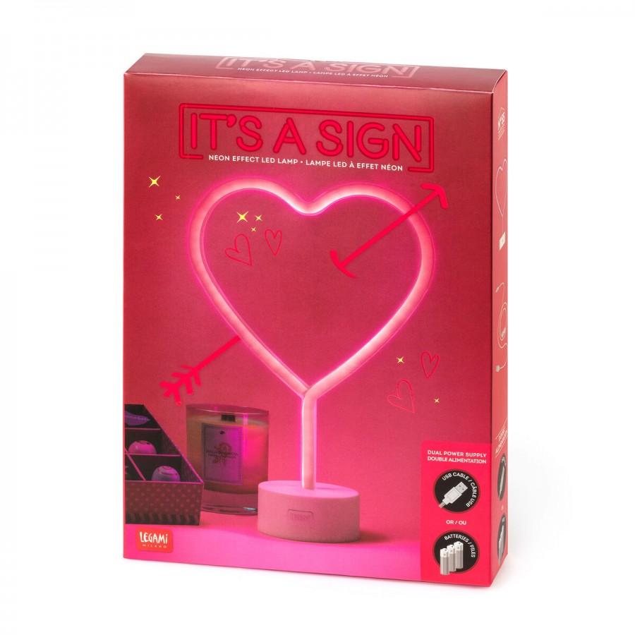 Επιτραπέζιο Φως Neon Effect LED It's A Sign Καρδιά Ροζ Legami LL0003  Παιδί
