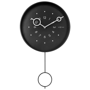 Ρολόι Τοίχου NexTime Εκκρεμές Μεταλλικό  Pendulum Black Metal "Loop" 3295