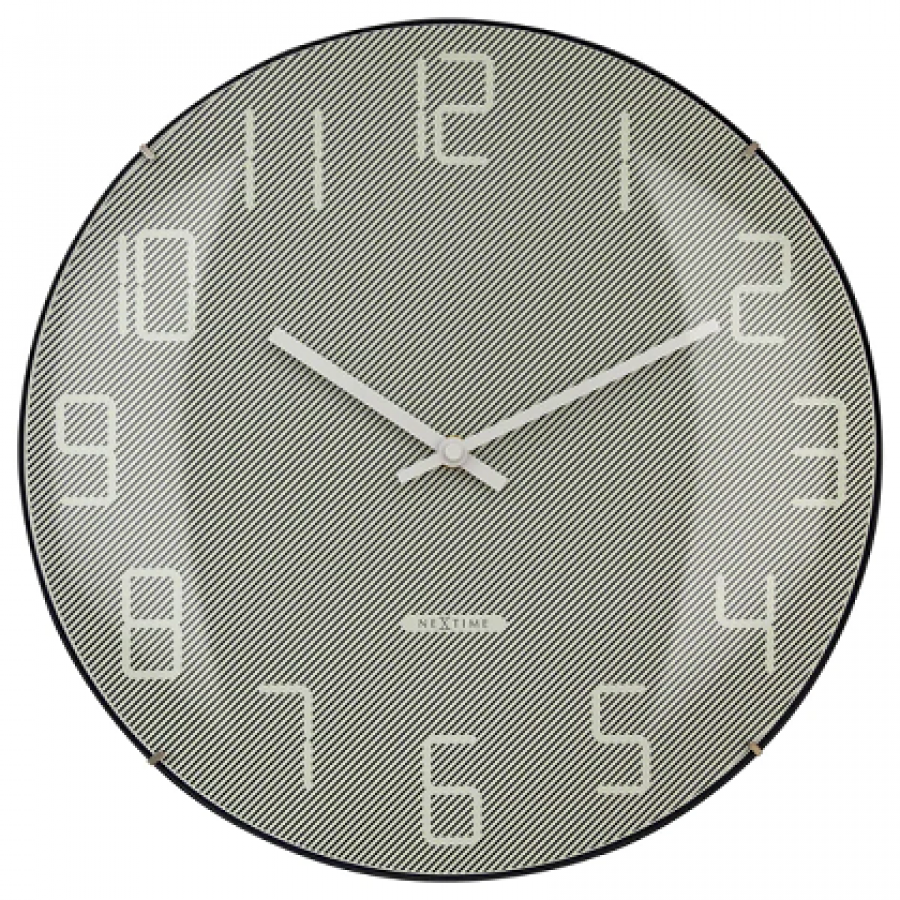 Ρολόι Τοίχου Nextime - Shade - Μέταλλο Γυαλί Θολωτό- Γκρι -   3299GS  - Ø35cm  Σαλόνι