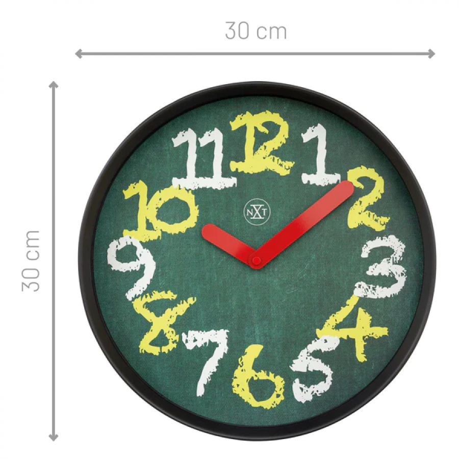Ρολόι Τοίχου Αθόρυβο Πλαστικό Chalkboard Nextime 7365GN Σαλόνι