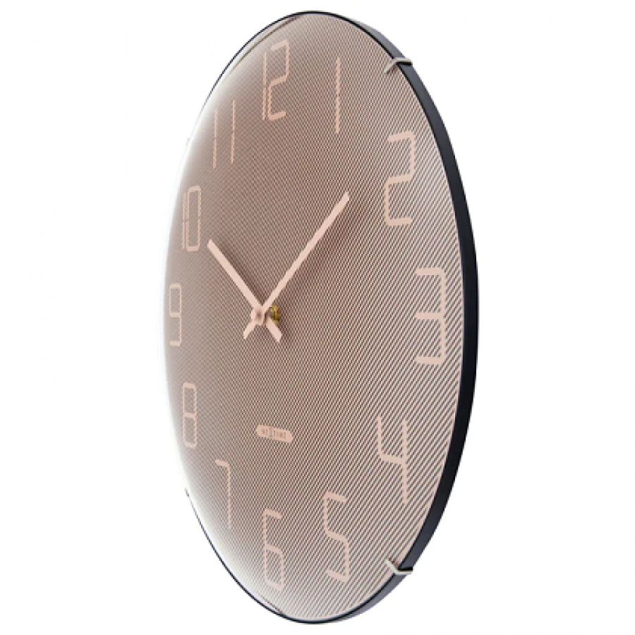 Ρολόι Τοίχου Nextime - Shade - Μέταλλο Γυαλί Θολωτό - Ροζ -  3299RZ  - Ø35cm  Σαλόνι