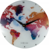 Ρολόι Τοίχου Χάρτης Γυάλινο Αθόρυβη Λειτουργία  Colorful World  Nextime 8187  43εκ. Ø Ρολόγια