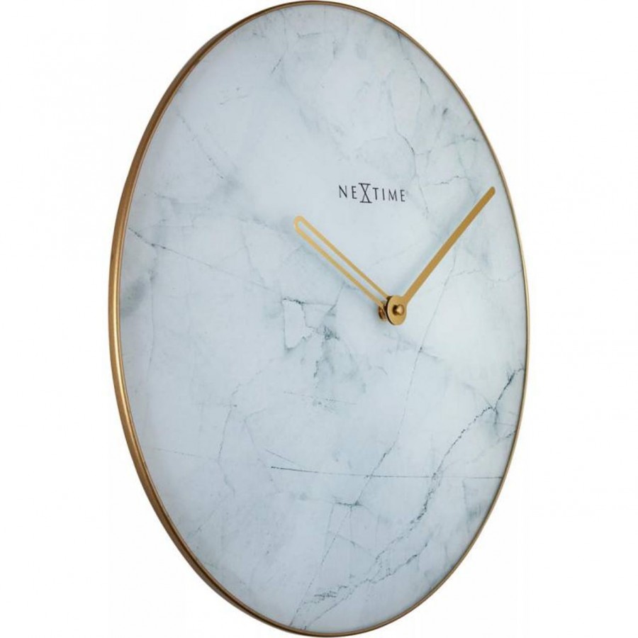 Ρολόι Τοίχου Γυάλινο  ¨Λευκό Μάρμαρο " Marble  Next Time 8189WI  40 Ø  Οικιακά - Είδη Σπιτιού