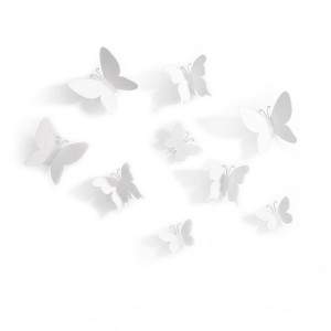 Διακοσμητικό Τοίχου Λευκές Πεταλούδες Τρισδιάστατες Mariposa - Umbra - Σετ 9 τμχ 470130-660