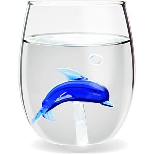 Ποτήρι Νερού Γυάλινο Χειροποίητο Δελφίνι 3D Χυτό 600 ml Winkee 16849